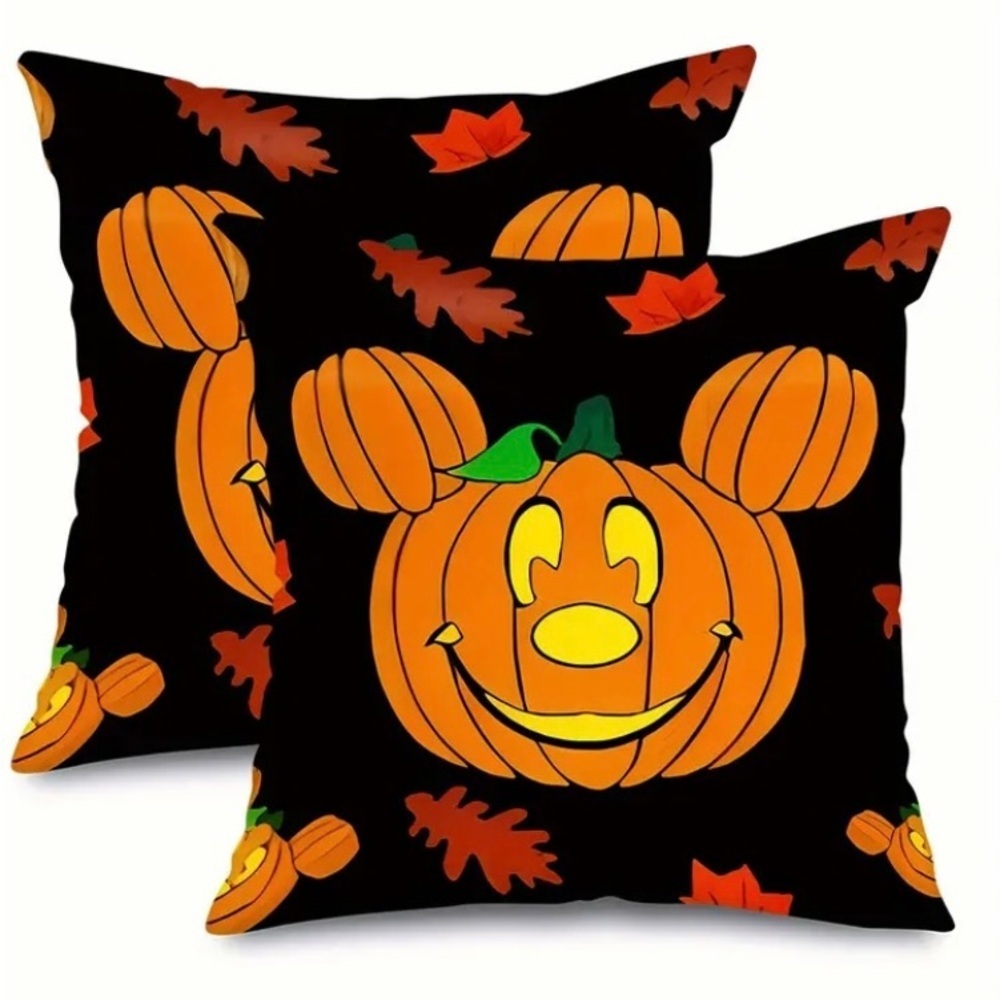 Mickey Mouse Halloween Pumpkin Lantern Throw Pillow Covers- Set of 2